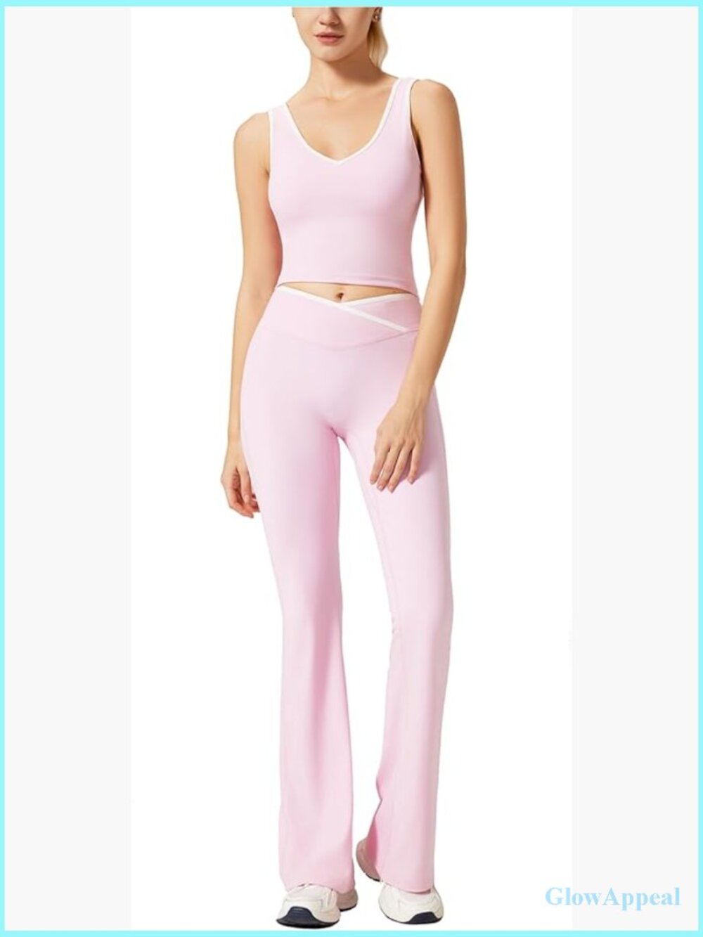 2 Piece Flare Leggings & Crop Tank Top Workout Set